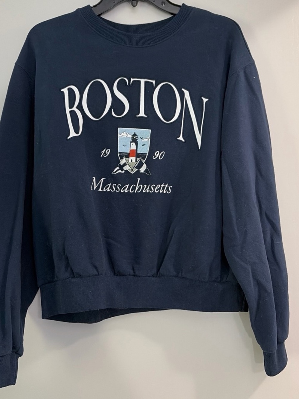Boston Massachusetts Navy Crewneck Sweatshirt